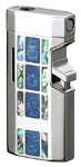 BM5-03 Sarome Blue Cloisonne & Shell Silver Beam Flame Electronic Cigar Lighter 