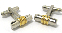 CL20 Cuff Links Silver Bar Gilt Insert