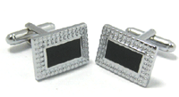 CL30 Cuff Links Diamante Black Insert  