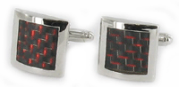 CL36 Cuff Links Black/Red Lizard  