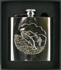 FL42 - 6oz Stainless Fishing Scene Flask