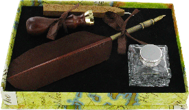 CAL8 - Caligraphy Pen Set Quill Pen, Ink Bottle, Seal & Wax  