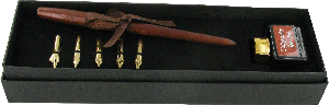 CAL10 - Caligraphy Pen Set Wood Pen, 5 Nibs & Ink  